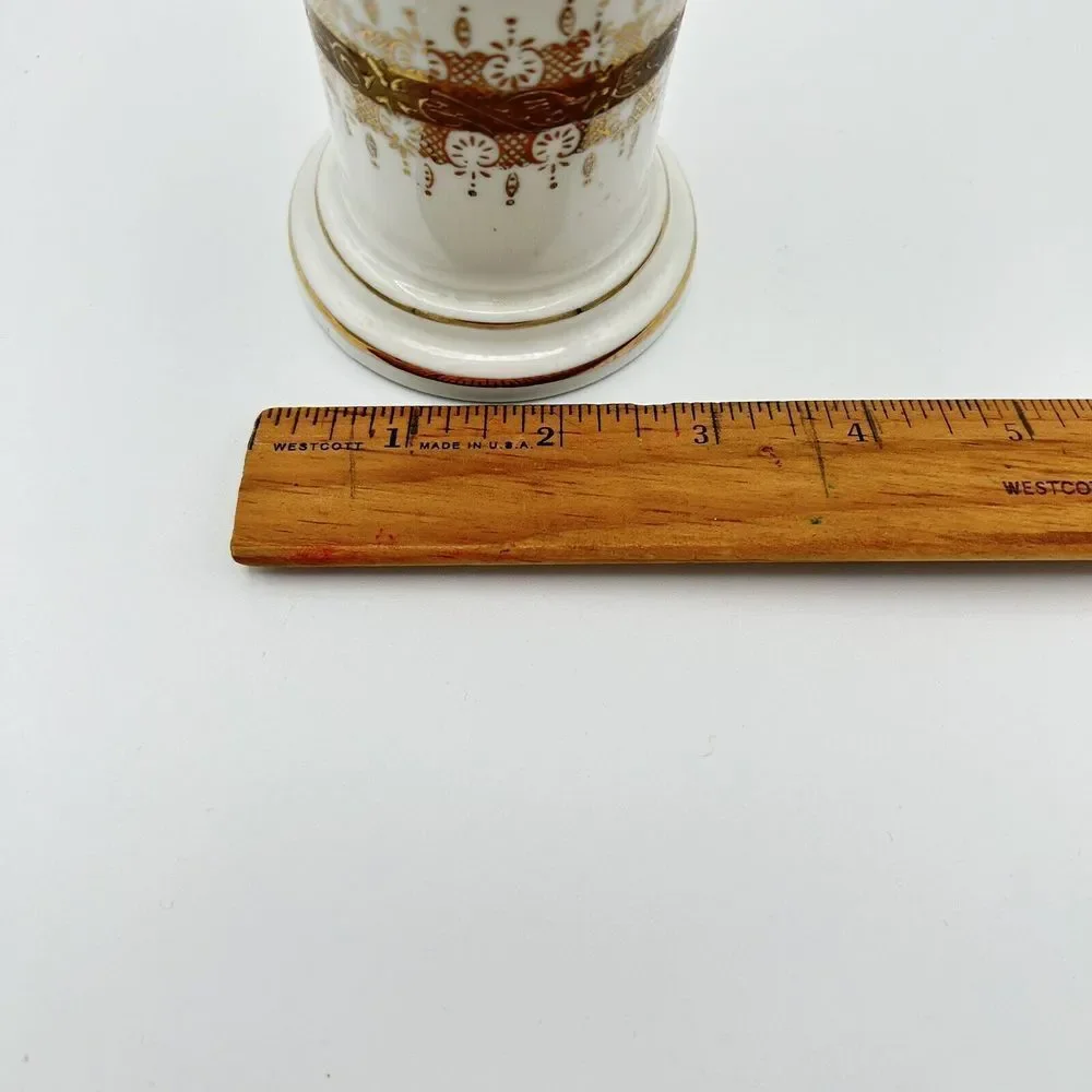 Vintage Andrea By Sadek Porcelain Toothbrush Makeup Holder Gold Lace